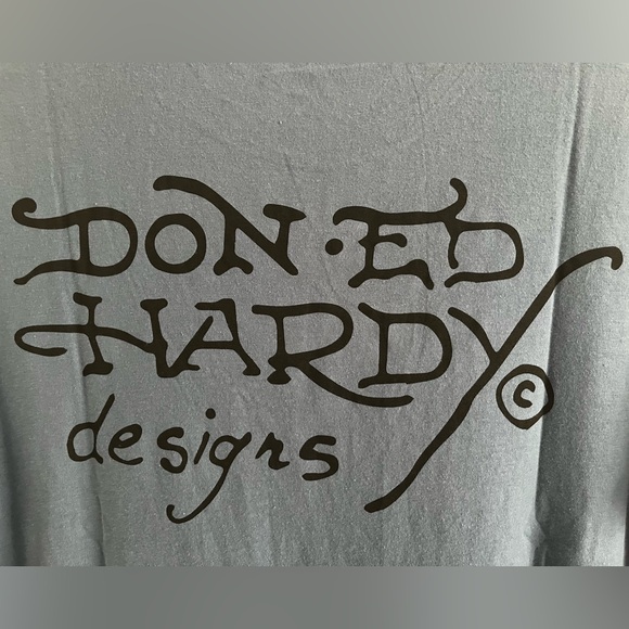 ED HARDY Rhinestone Cotton Blend Crew Neck Short Sleeve Graphic T-shirt Unisex - Picture 8 of 10